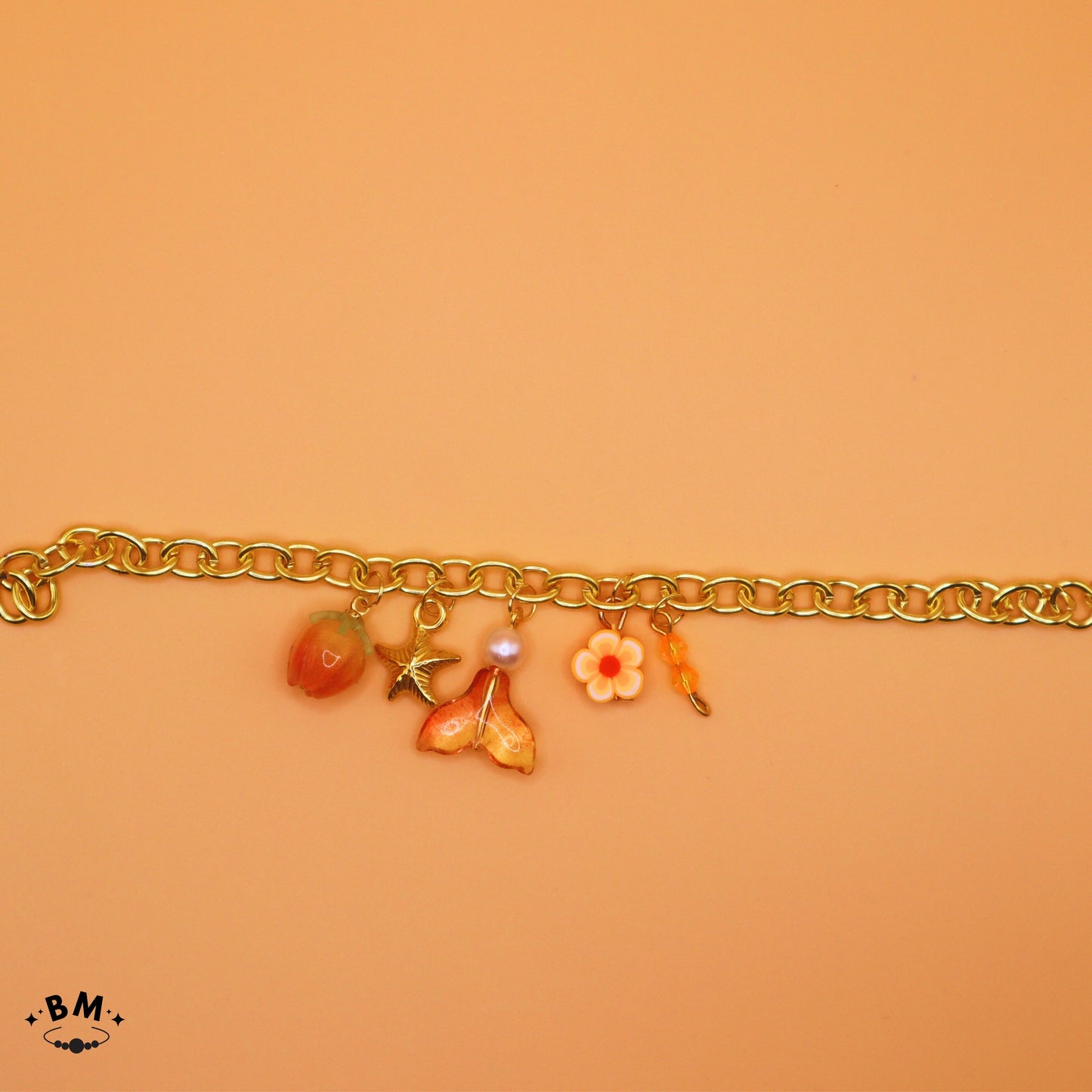 Orange Mermaid Charm Bracelet